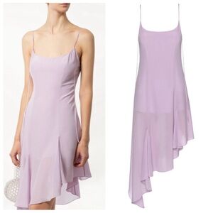 NWT MATERIEL TBILISI Sz 8 Silk Asymmetrical Flare Slip Dress In Lilac Lavender